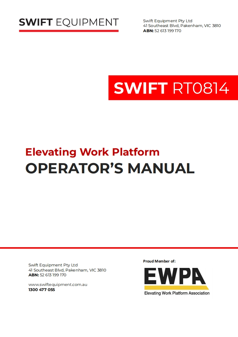 Swift-RT0814-高空作业平台操作维护说明书手册
