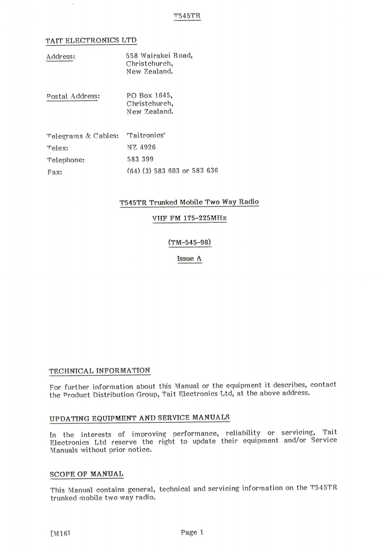 T545_TR_维修操作说明书电器原理图手册_操作说明书手册