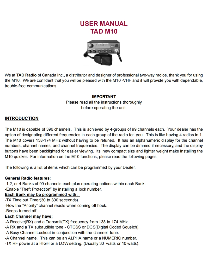 TAD_M-10_使用说明书手册_1998