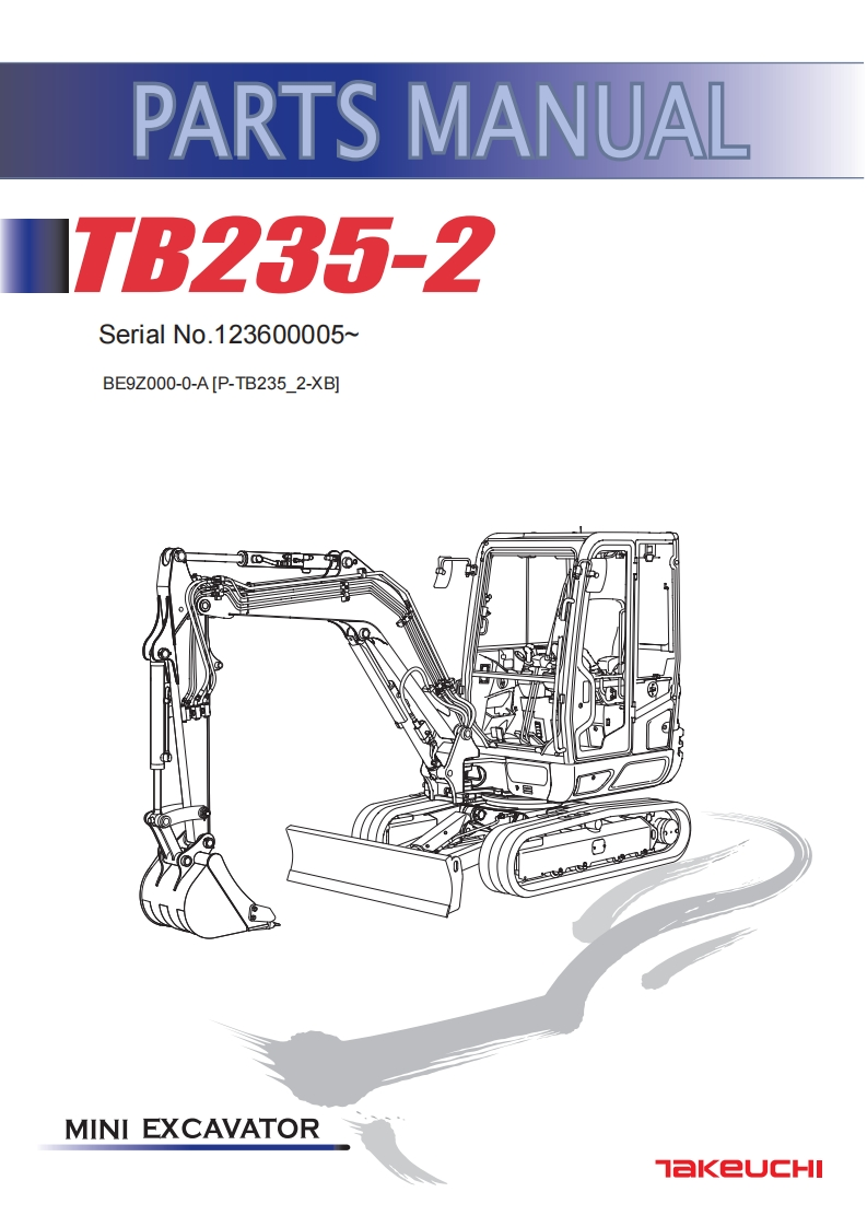 TAKEUCHI-PARTS-MANUAL-TB235-2-BE9Z000-0-A-SN-123600005-零部件手册备件图册