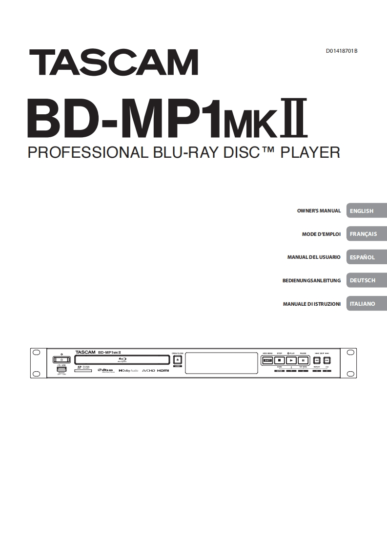 TASCAM-BD-MP1MKII_OM_multi操作说明书手册_RevB2