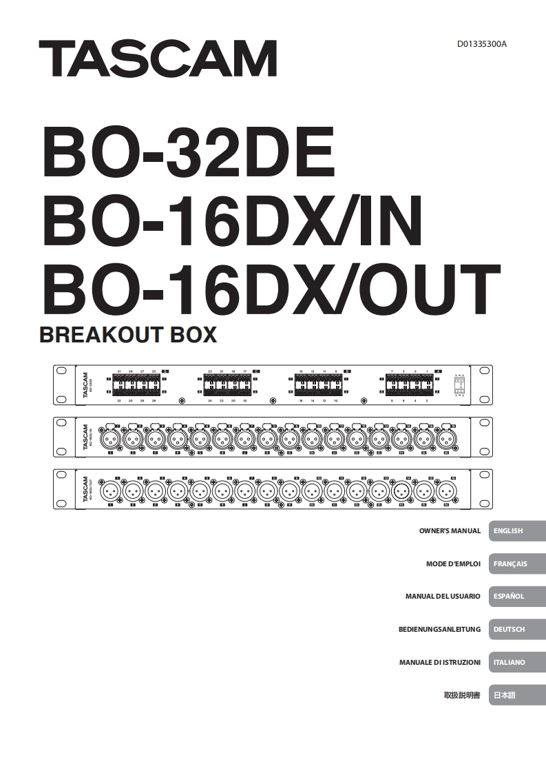 TASCAM-BO-32DE_BO-16DX_OM_multi操作说明书手册