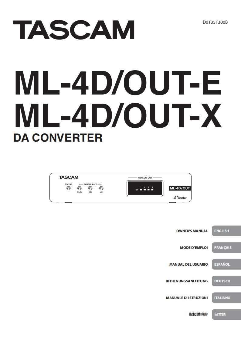 TASCAM-ML-4D_OUT_Manual_multi操作说明书手册_vB