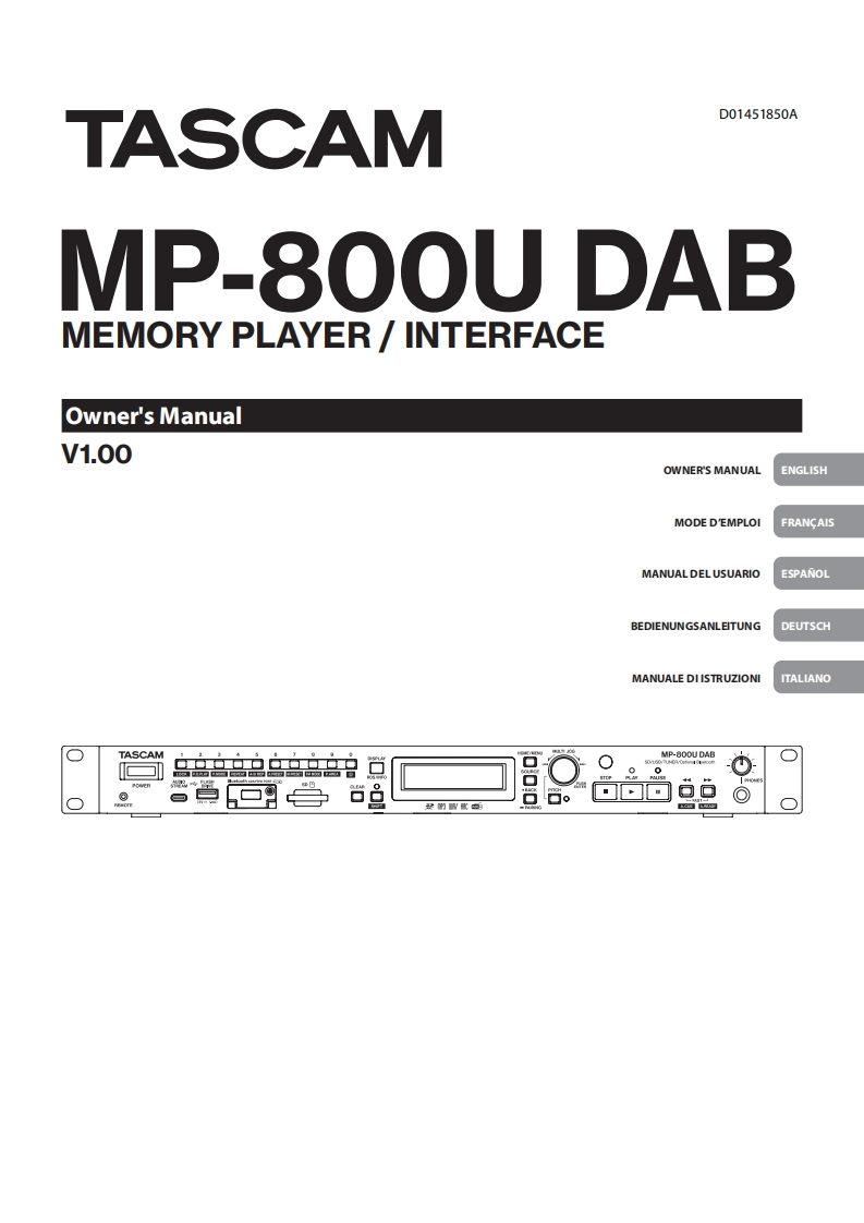 TASCAM-MP-800UDAB_OM_multi操作说明书手册