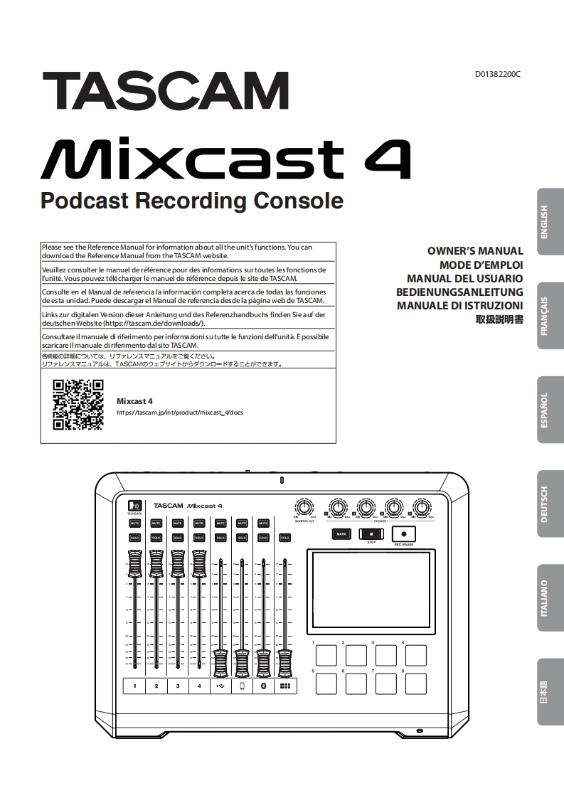 TASCAM-Mixcast4_OM_multi操作说明书手册