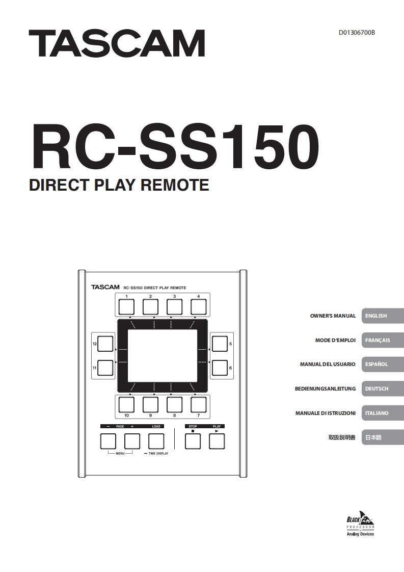 TASCAM-RC-SS150_OM_multi操作说明书手册_vB