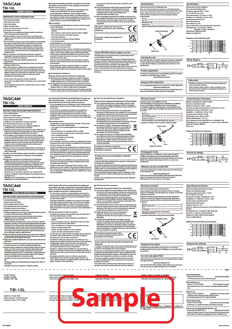 TASCAM-TM-10L_OM_multi操作说明书手册_RevE