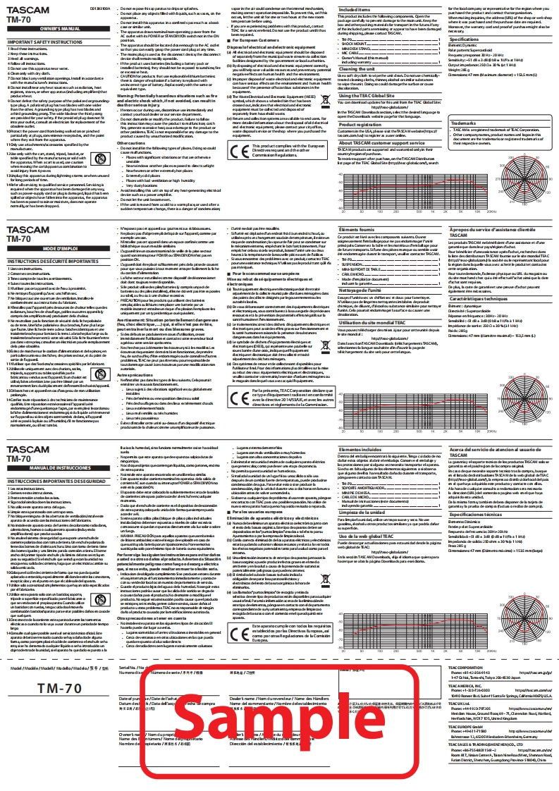 TASCAM-TM-70_OM_multi操作说明书手册