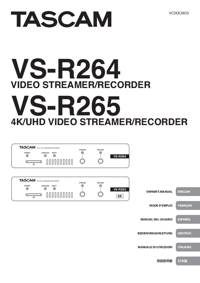 TASCAM-VS-R264_VS-R265_Manual_multi操作说明书手册
