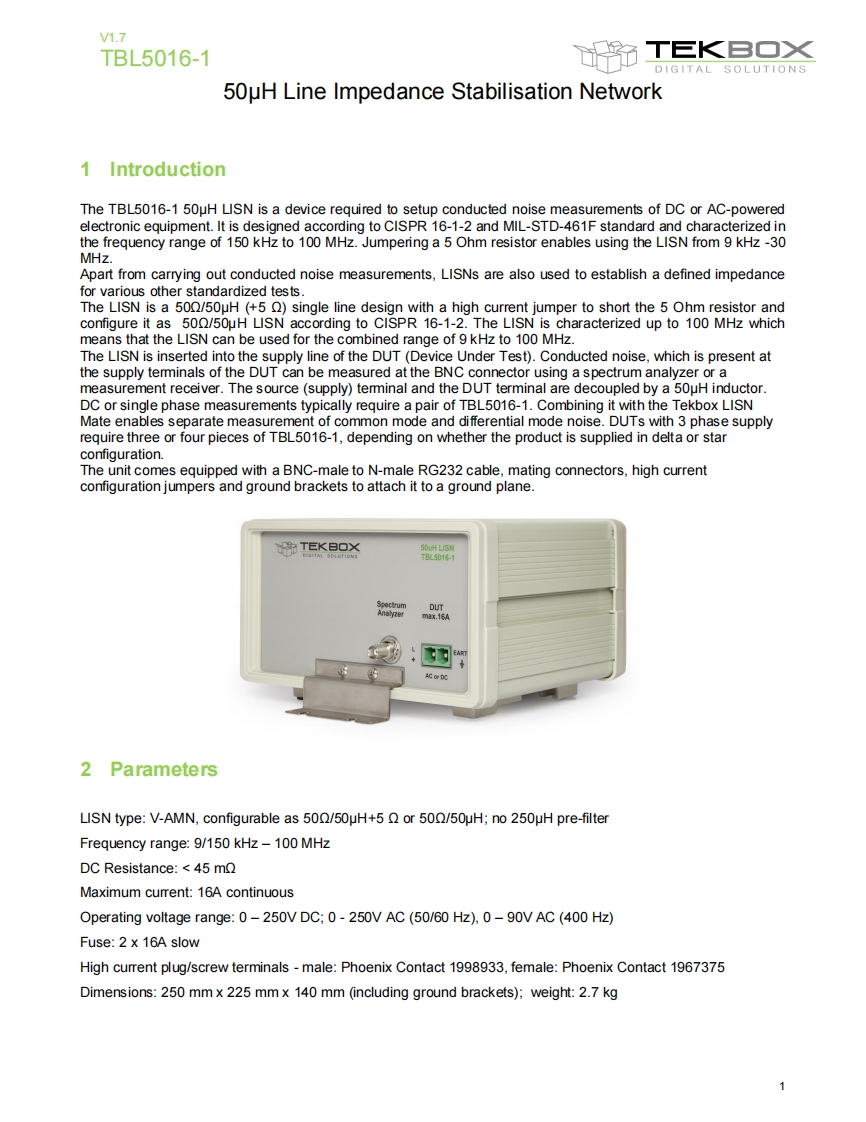 TBL5016-1_LISN-操作说明书手册