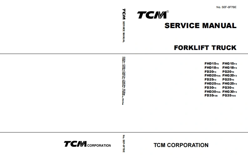 TCM叉车FG25T3维修手册含电器原理图和液压原理图