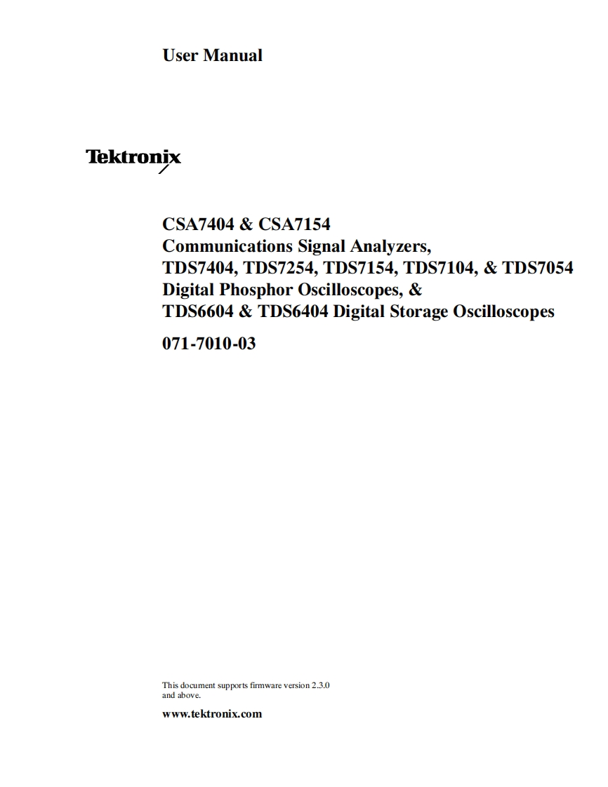 TDS7000_CSA7000_TDS6000_Series_-_User_Manual操作说明书手册