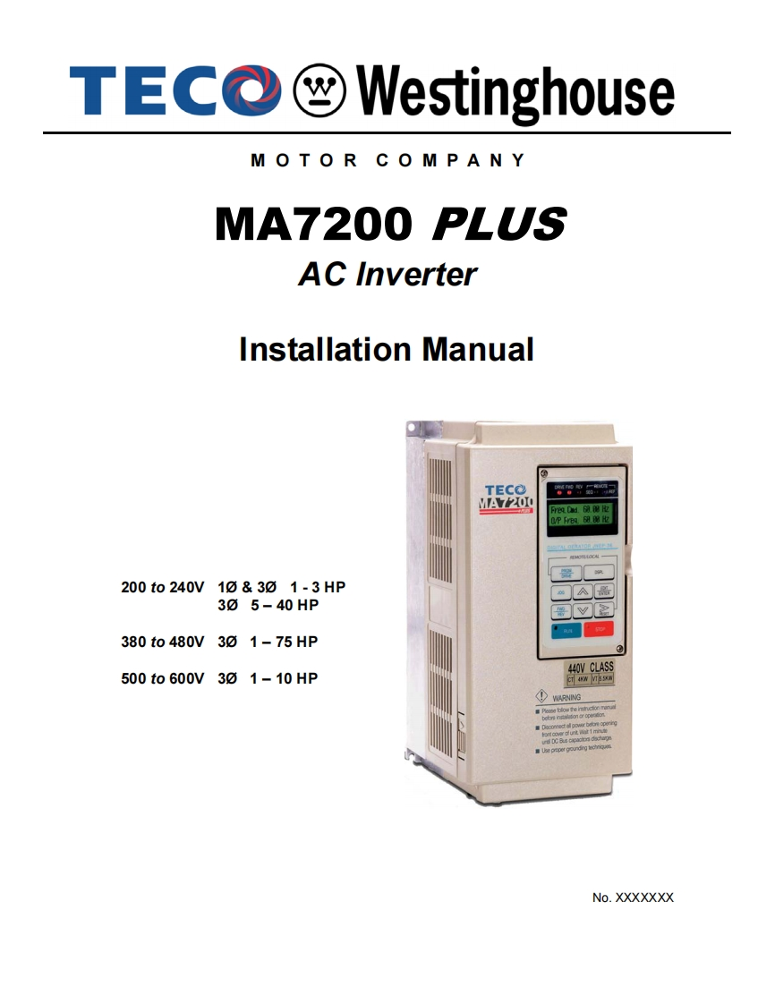 TECO-MA7200-2变频器操作说明书手册