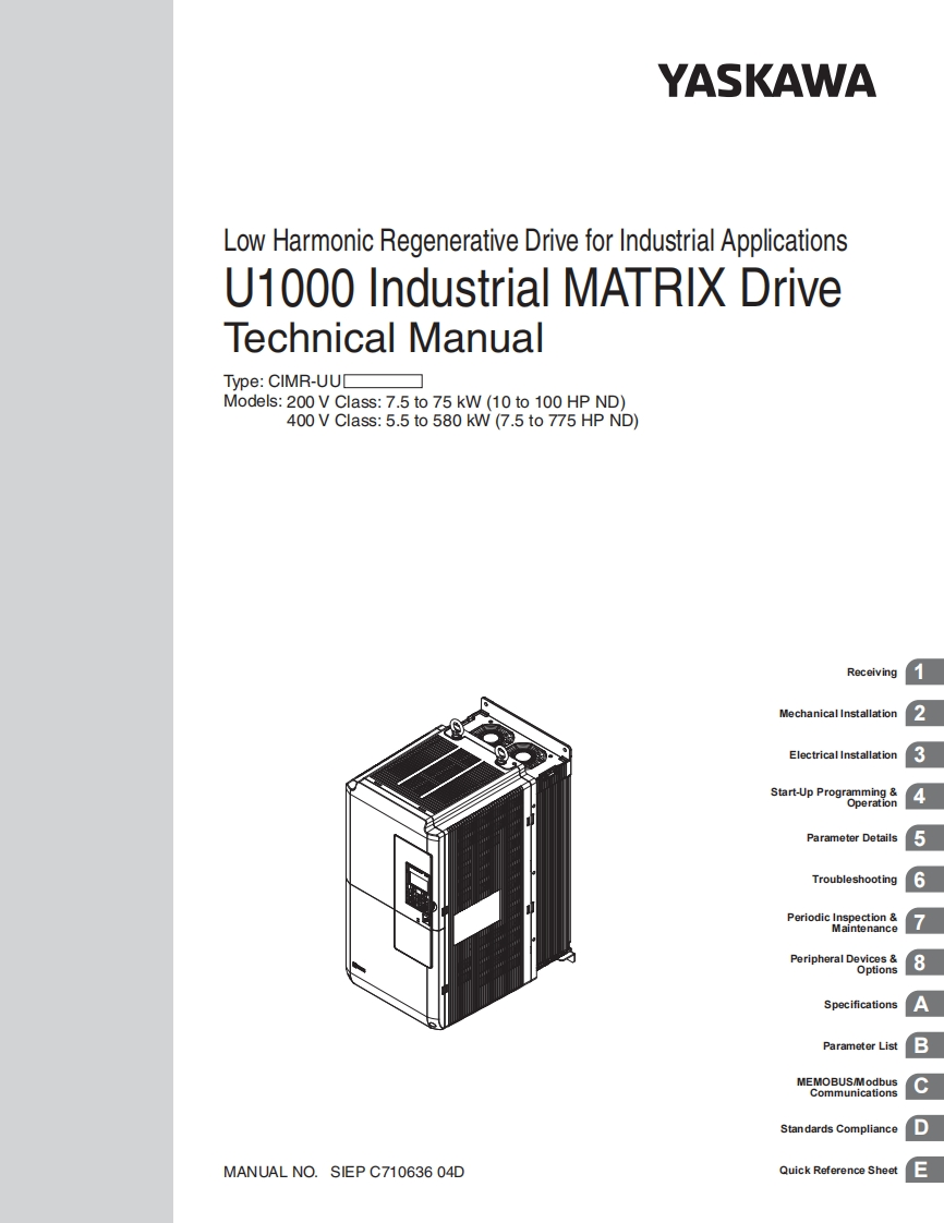 TECO-Yaskawa-U1000-manual操作说明书手册