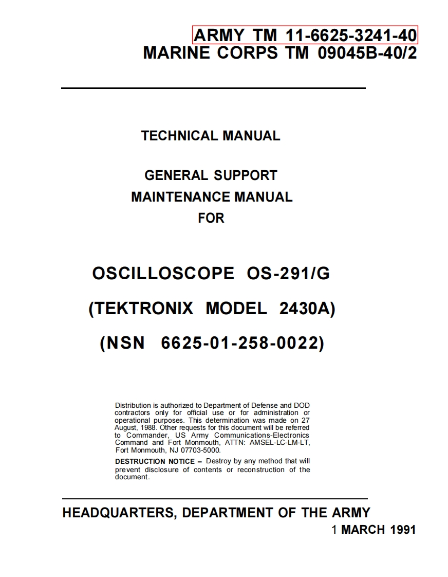 TEK2430A_serv维修手册含电器原理图
