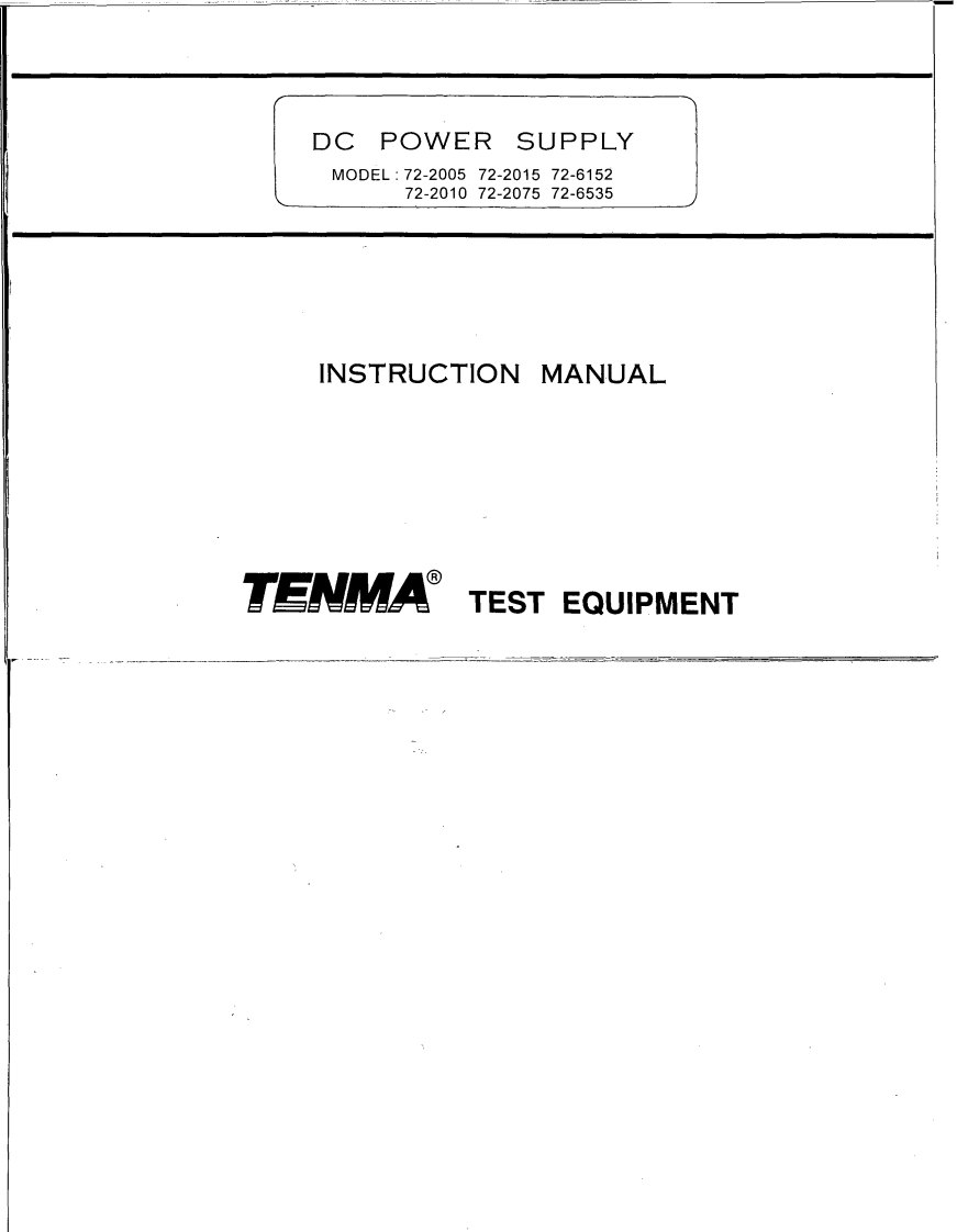 TENMA_72-XXXX_DC_Power_Supply_操作说明书手册