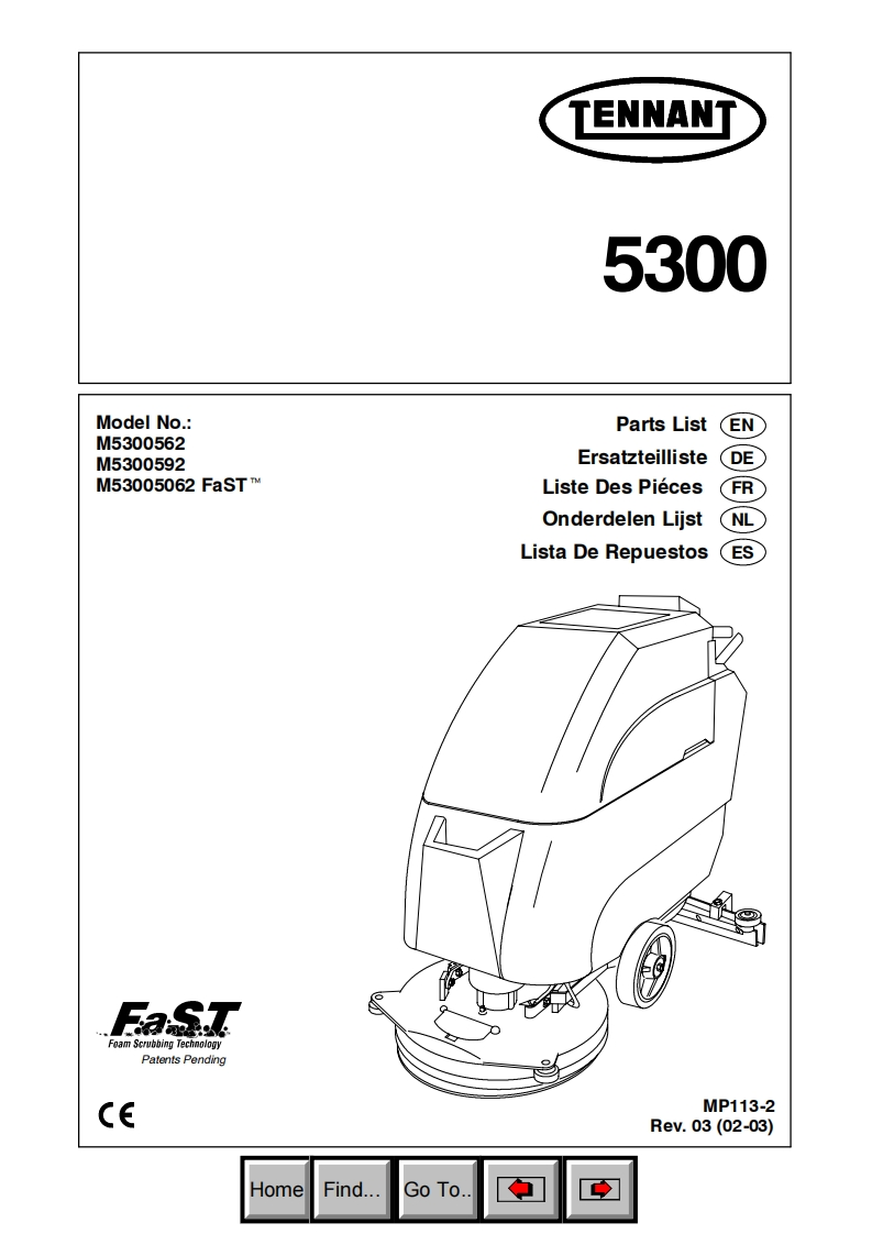TENNANT-5300-0203操作与维修手册含电器原理图