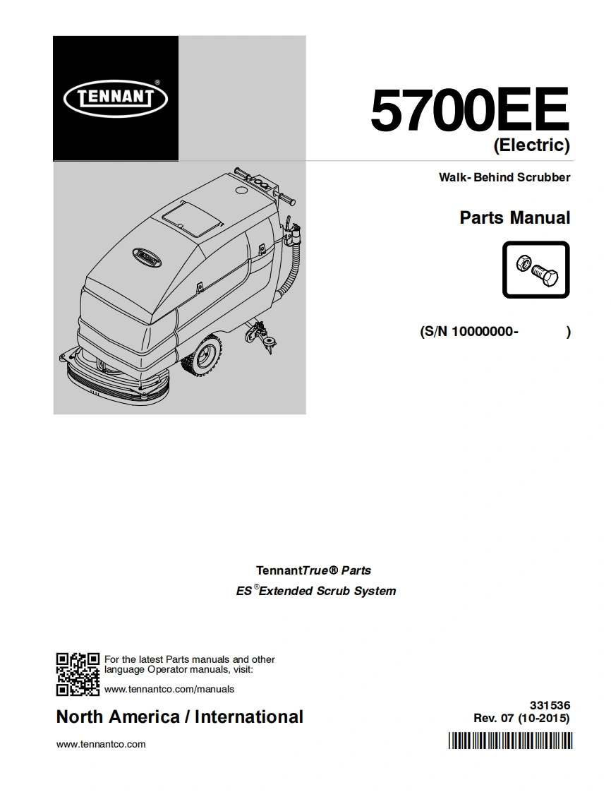 TENNANT-5700EE-SN100000-later-1015操作与维修手册含电器原理图