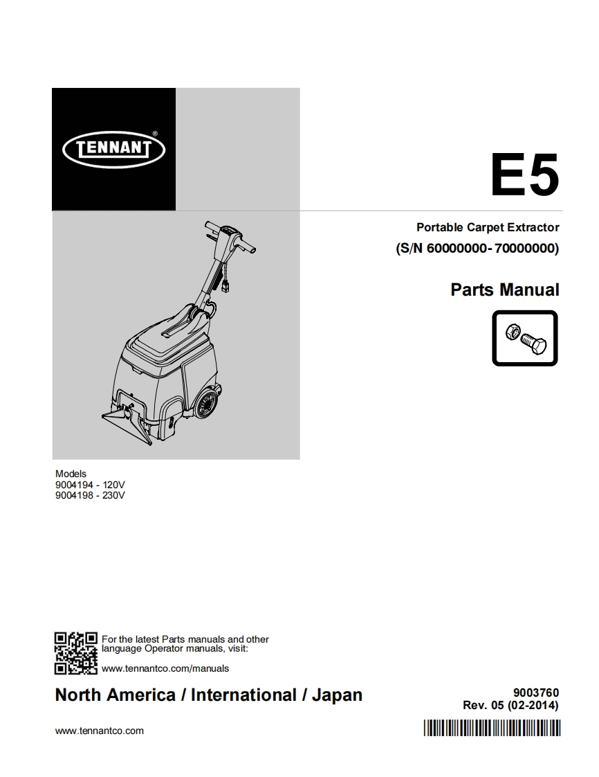 TENNANT-E5-600000-700000-2-14操作与维修手册含电器原理图