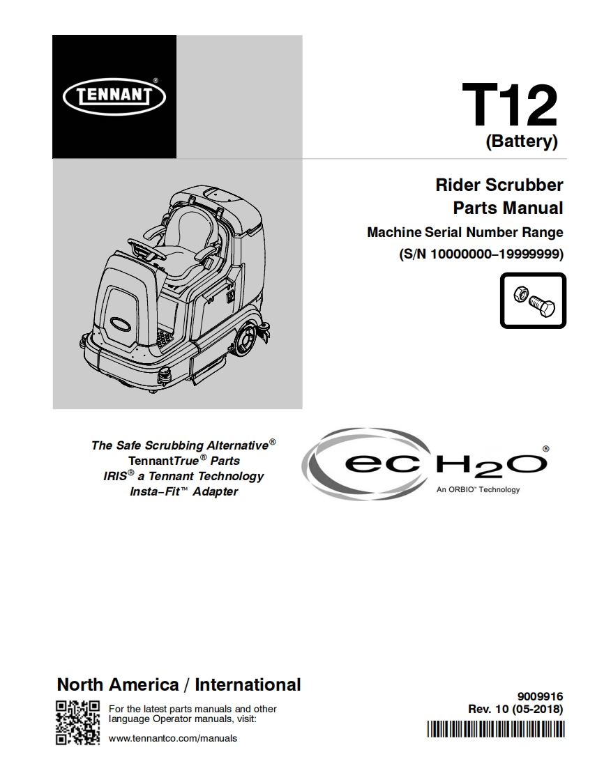 TENNANT-T12-100000-1999999-12-18操作与维修手册含电器原理图