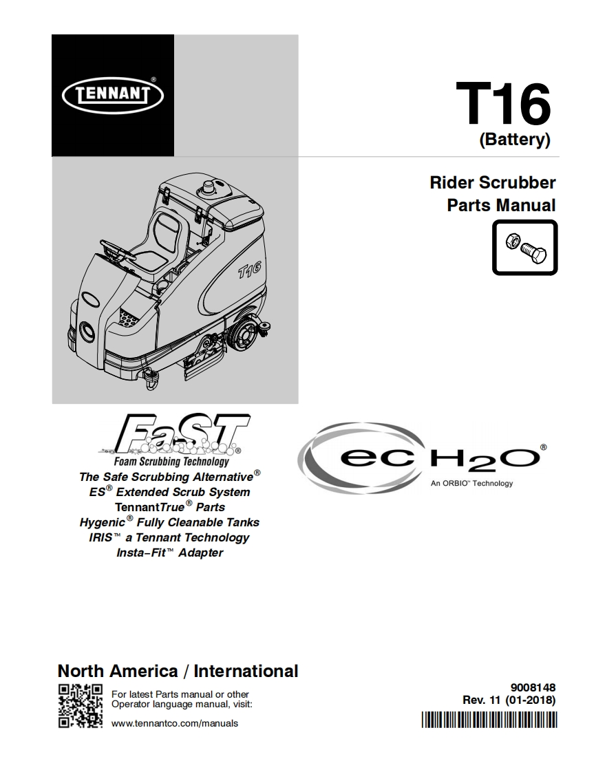 TENNANT-T16-1-18操作与维修手册含电器原理图