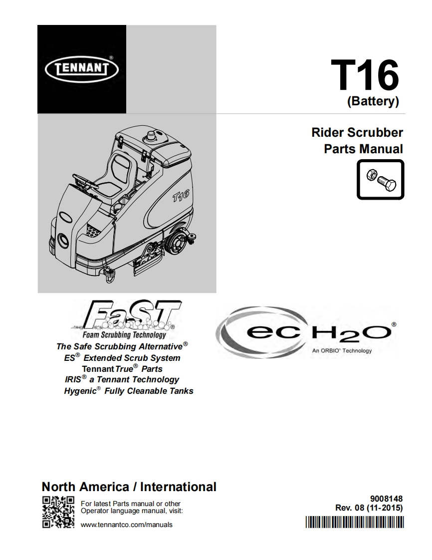 TENNANT-T16-1115操作与维修手册含电器原理图