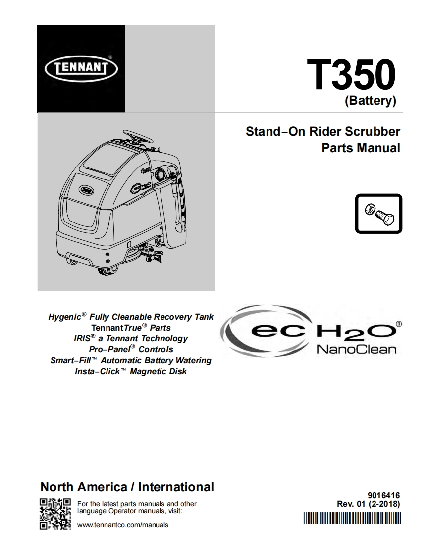 TENNANT-T350-Parts-Manual-0218操作与维修手册含电器原理图