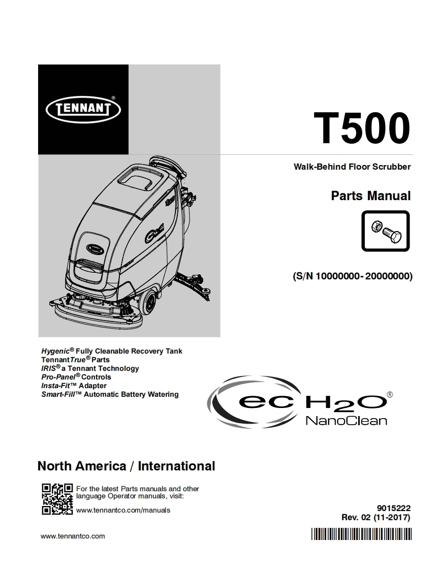 TENNANT-T500-Parts-Manual-1117-sn10000-20000操作与维修手册含电器原理图
