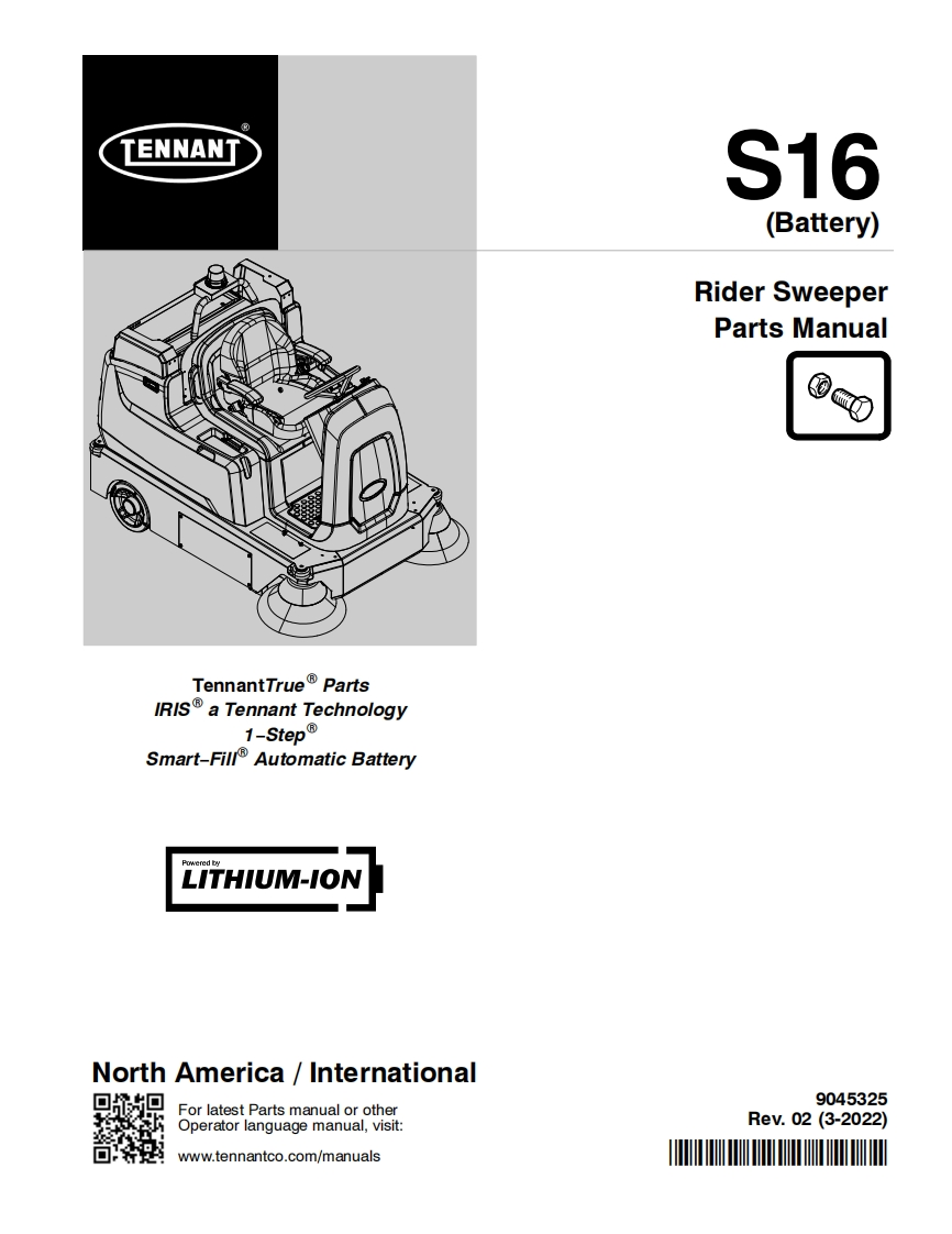 TENNANT坦能5-6-(Battery)-Rider-Sweeper-Parts-Manua零部件说明书手册含电器原理图手册