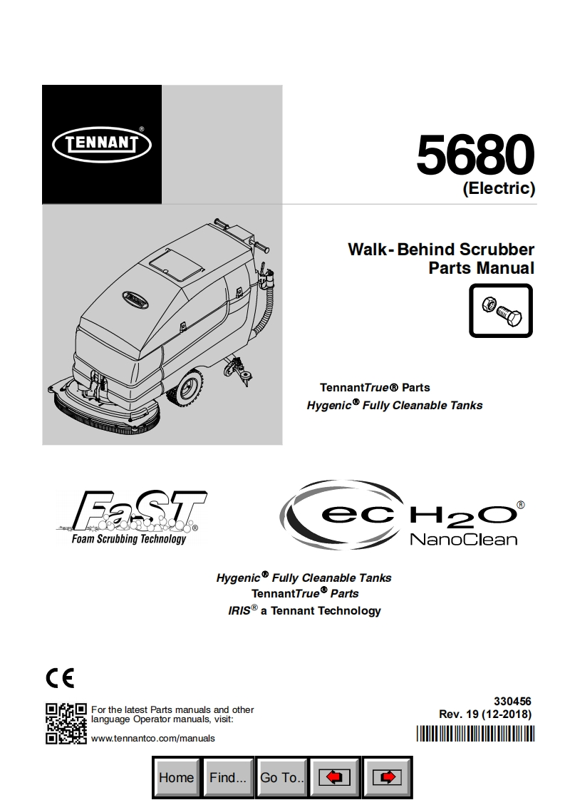 TENNANT坦能5680-(Electric)-Walk-Behind-Scrubber-arsanUa零部件说明书手册含电器原理图手册