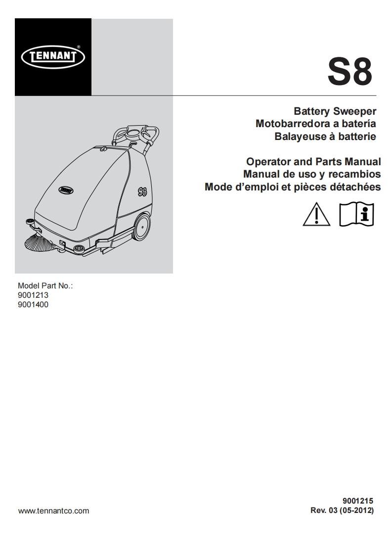TENNANT坦能58-Battery-Sweeper-Motobarredora-a-bateria-Balayeuse-à-batterie-Operator-and-Parts-Manual-Manual-de-uso-y-recambios零部件说明书手册含电器原理图手册