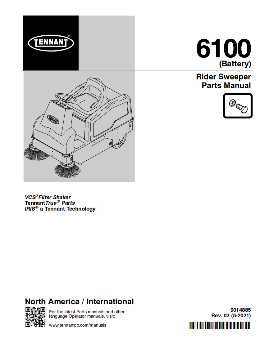 TENNANT坦能6100-(Battery)-Rider-Sweeper-Parts-Manua零部件说明书手册含电器原理图手册