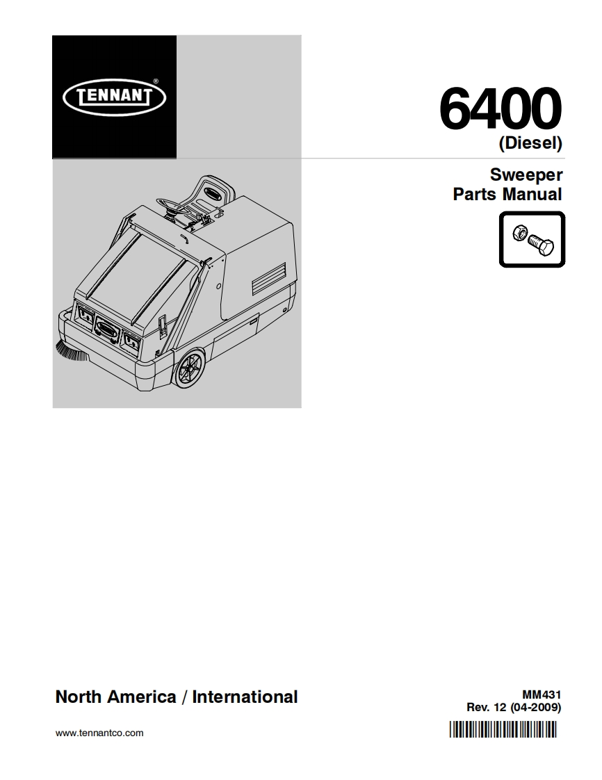 TENNANT坦能6400-(Diesel)-Sweeper-Parts-Manua零部件说明书手册含电器原理图手册-找手册网