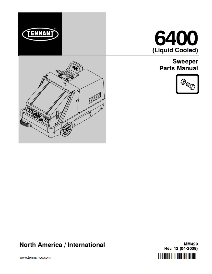 TENNANT坦能6400-(Liquid-Cooled)-Sweeper-Parts-Manua零部件与电器原理图手册