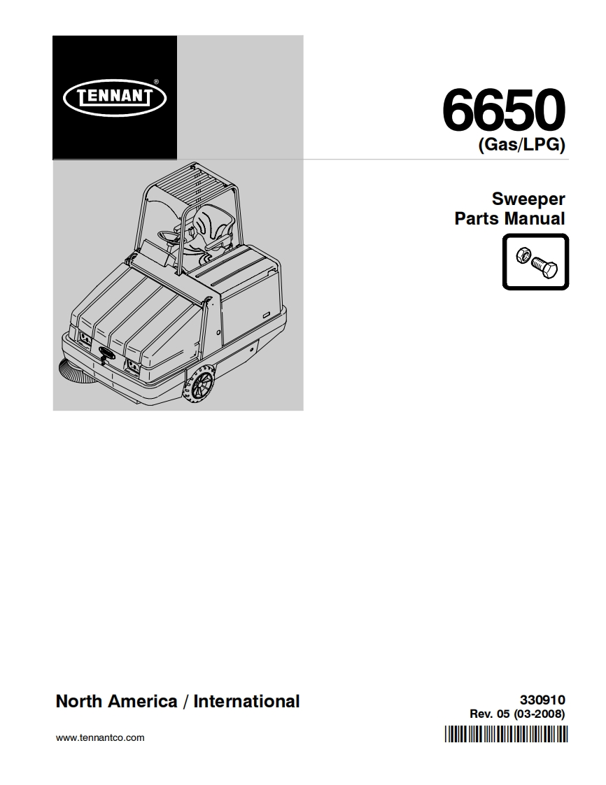 TENNANT坦能6650-(Gas_LPG)-Sweeper-Parts-Manua零部件说明书手册含电器原理图手册