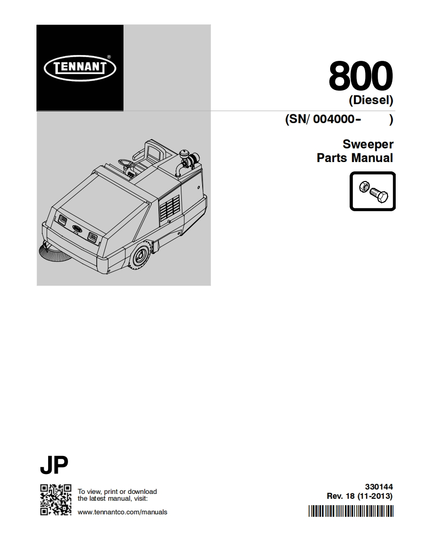 TENNANT坦能800-(Diesel)-(SN_004000--Sweeper零部件与电器原理图手册