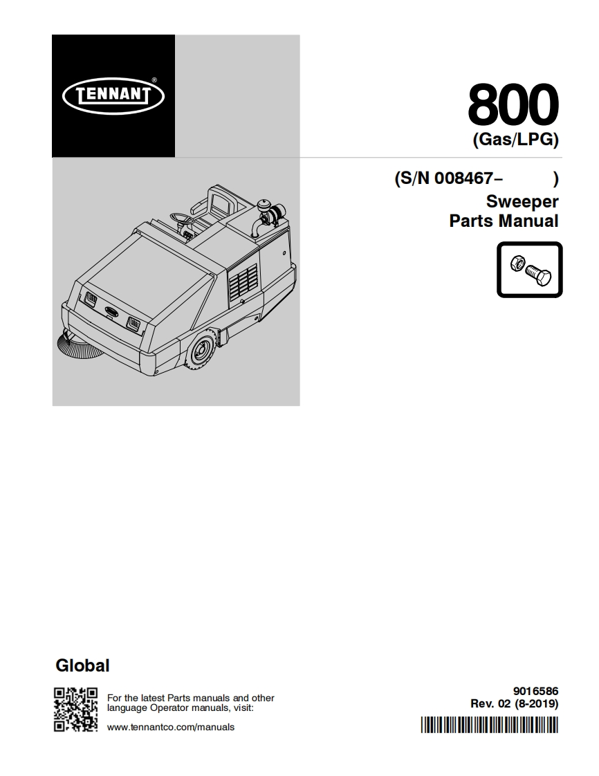 TENNANT坦能800-(Gas_LPG)-(S_N-008467--Sweeper零部件与电器原理图手册