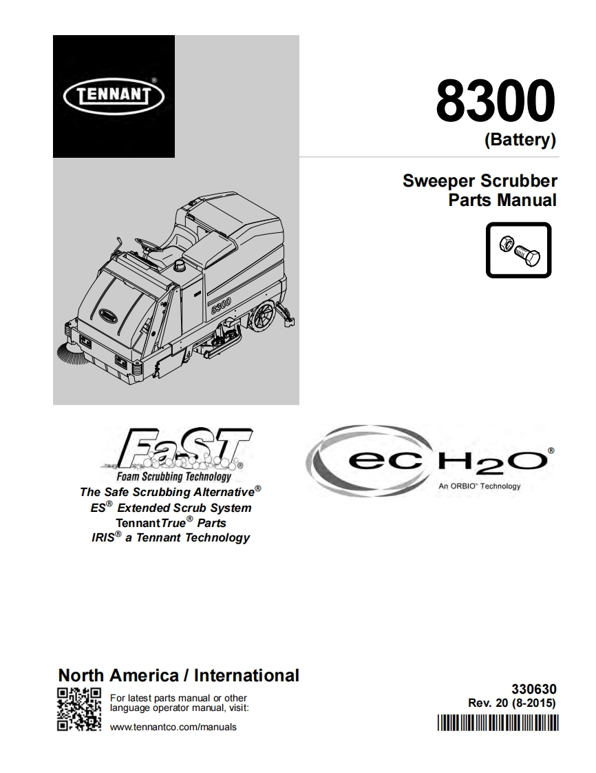TENNANT坦能8300-(Battery)-Sweeper-Scrubber-Parts-Manua零部件说明书手册含电器原理图手册-找手册网