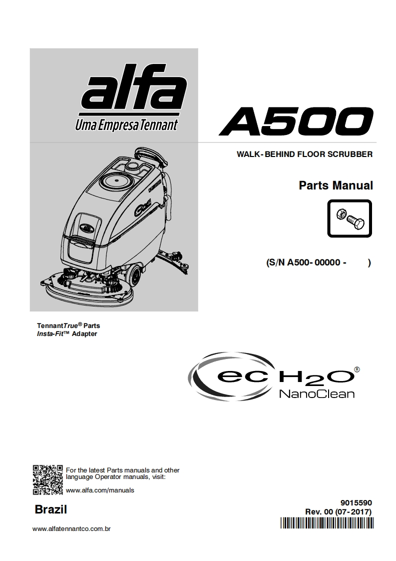 TENNANT坦能A5OO-WALK-BEHIND-FLOOR-SCRUBBER-Parts-Manua零部件说明书手册含电器原理图手册