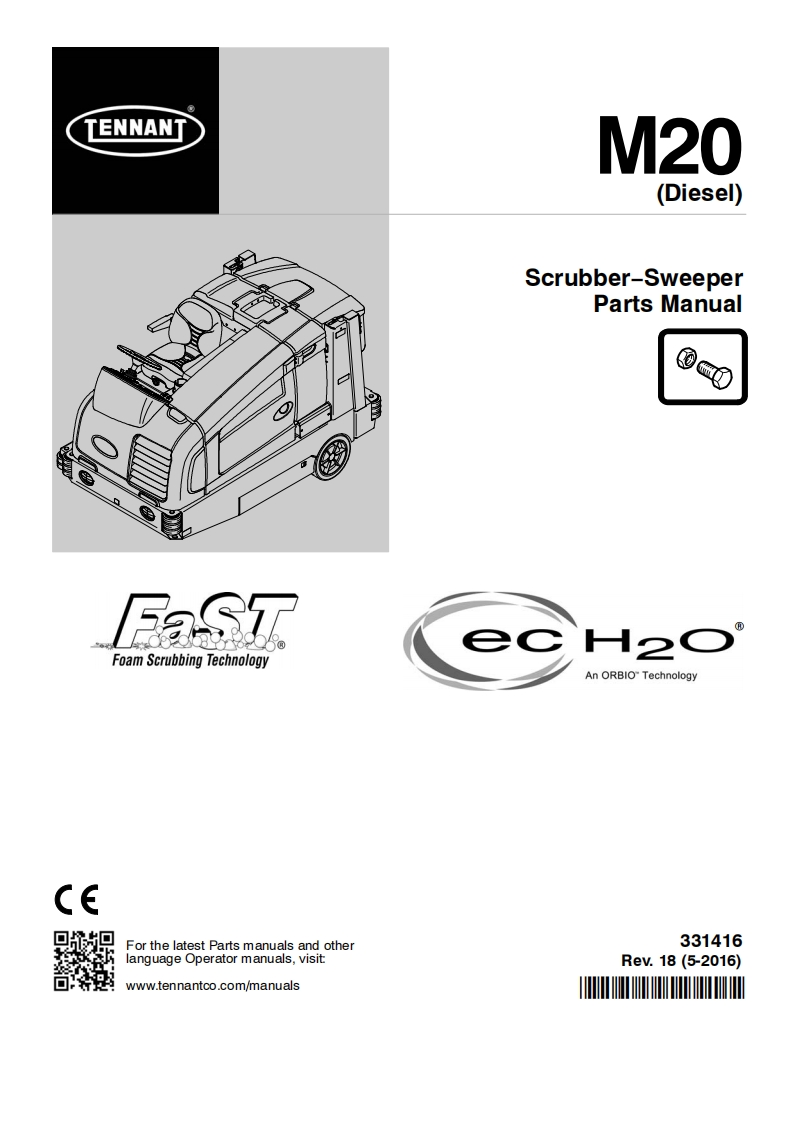 TENNANT坦能M20-(Diesel)-Scrubber-Sweeper零部件与电器原理图手册