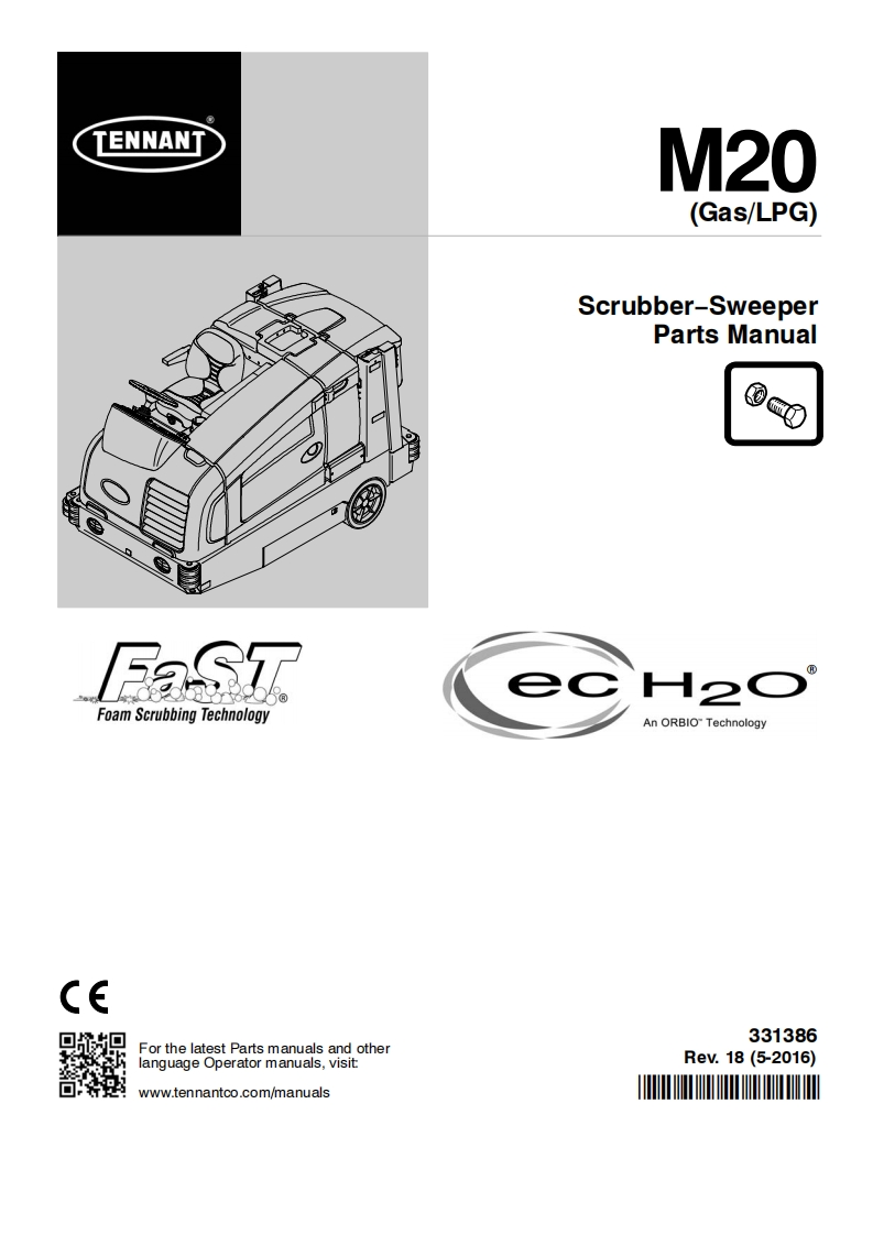 TENNANT坦能M20-(Gas_LPG)-Scrubber-Sweeper零部件与电器原理图手册