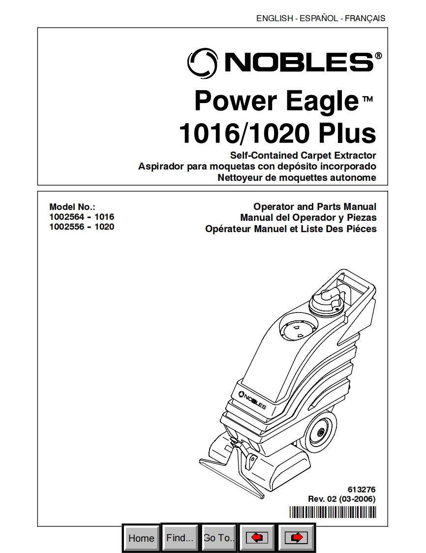 TENNANT坦能NOBLES-ower-Eagle-TM-16_1020-Pus零部件与电器原理图手册