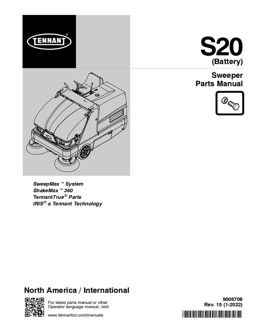 TENNANT坦能S20-(Battery)-Sweeper-Parts-Manua零部件说明书手册含电器原理图手册