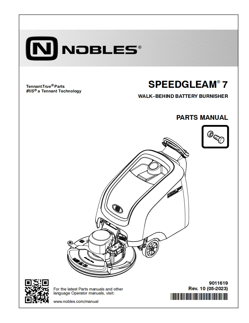 TENNANT坦能SPEEDGLEAM°7-WALK-BEHIND-BATTERY-BURNISHER零部件说明书手册含电器原理图手册