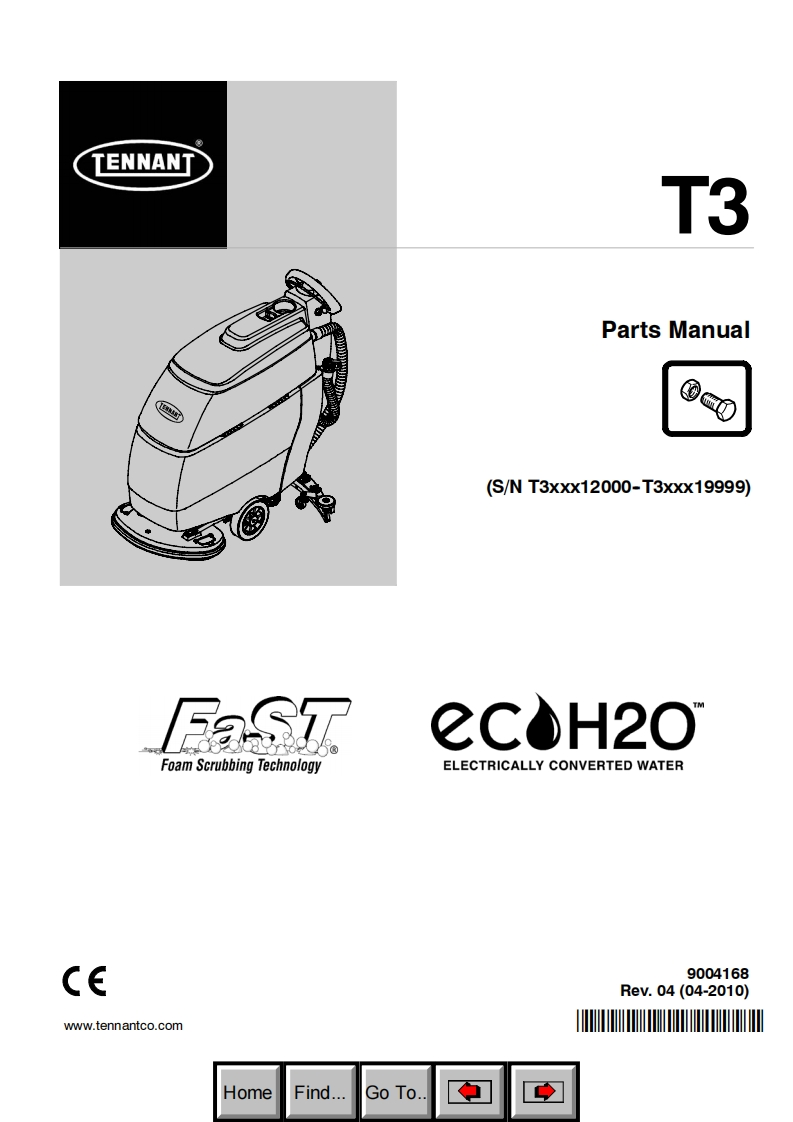 TENNANT坦能T3-Parts-Manua零部件说明书手册含电器原理图手册