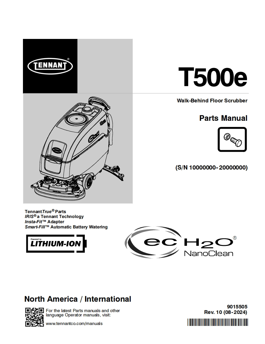 TENNANT坦能T500e零部件与电器原理图手册