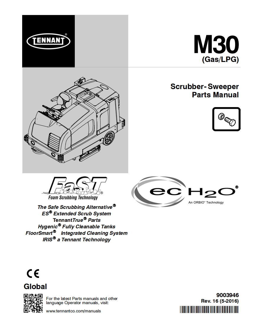 TENNANT坦能V30-(Gas_LPG)-Scrubber-Sweeper-Parts-Manual零部件说明书手册含电器原理图手册