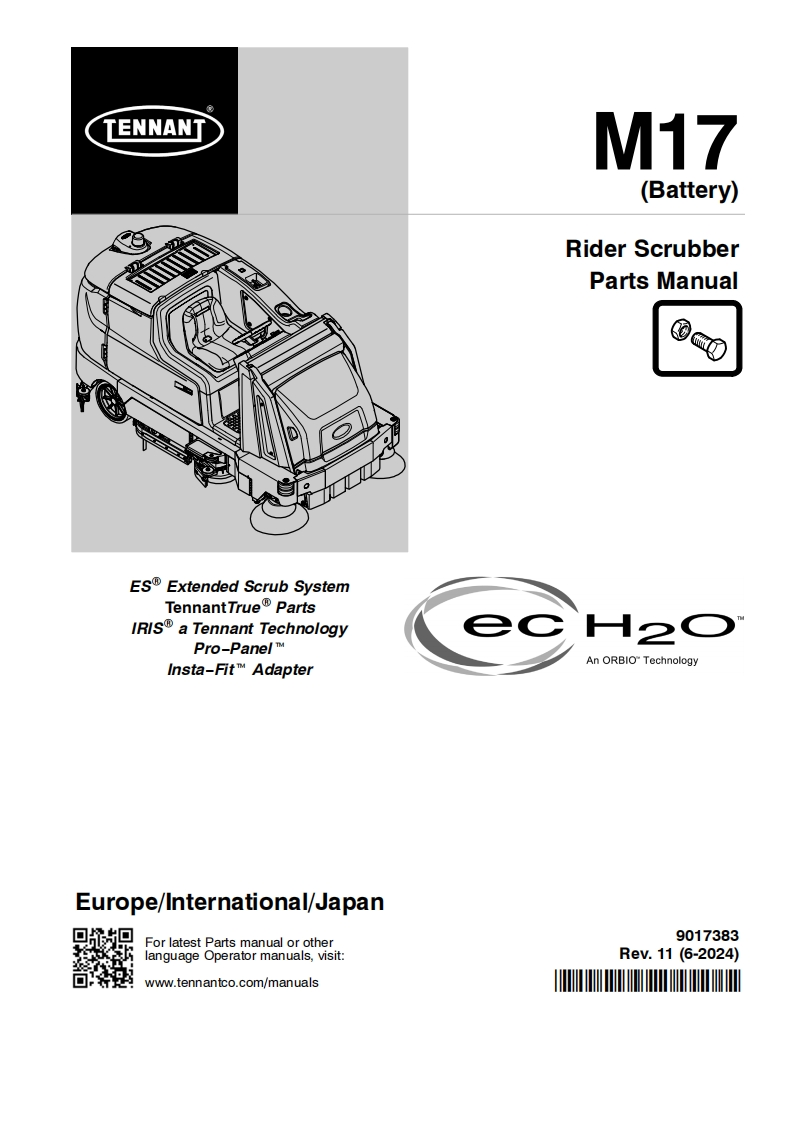 TENNANT坦能VT4-(Battery)-Rider-Scrubber-Parts-Manua零部件说明书手册含电器原理图手册