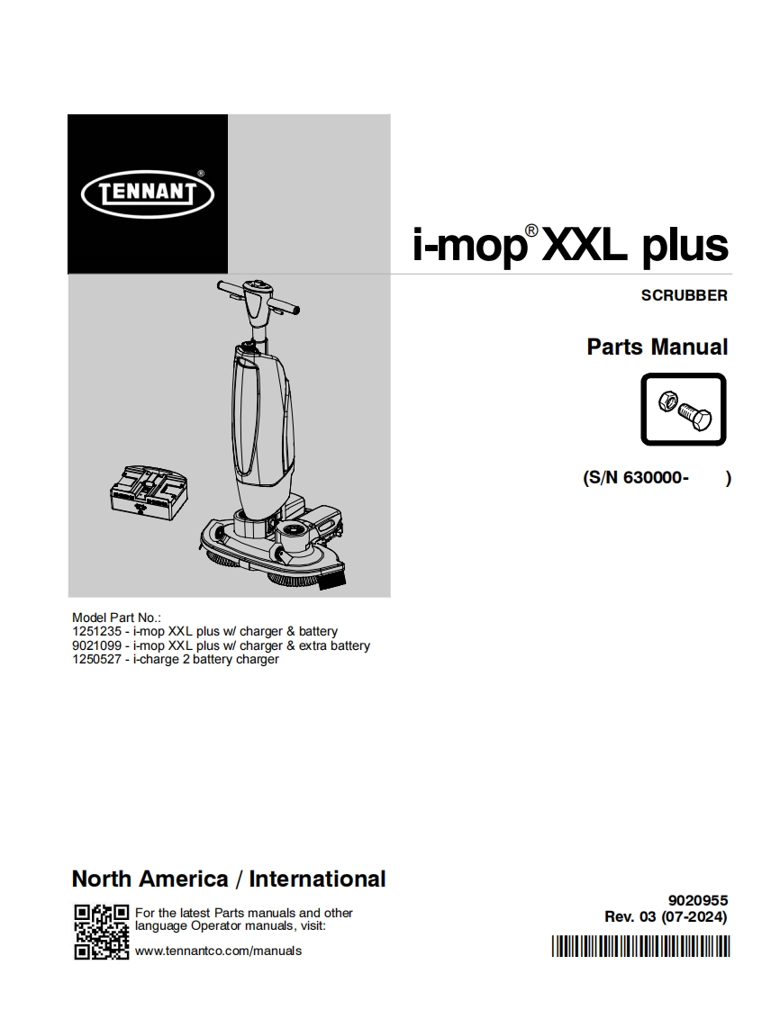 TENNANT坦能i-mop_XxL-plus-SCRUBBER-Parts-Manua零部件说明书手册含电器原理图手册