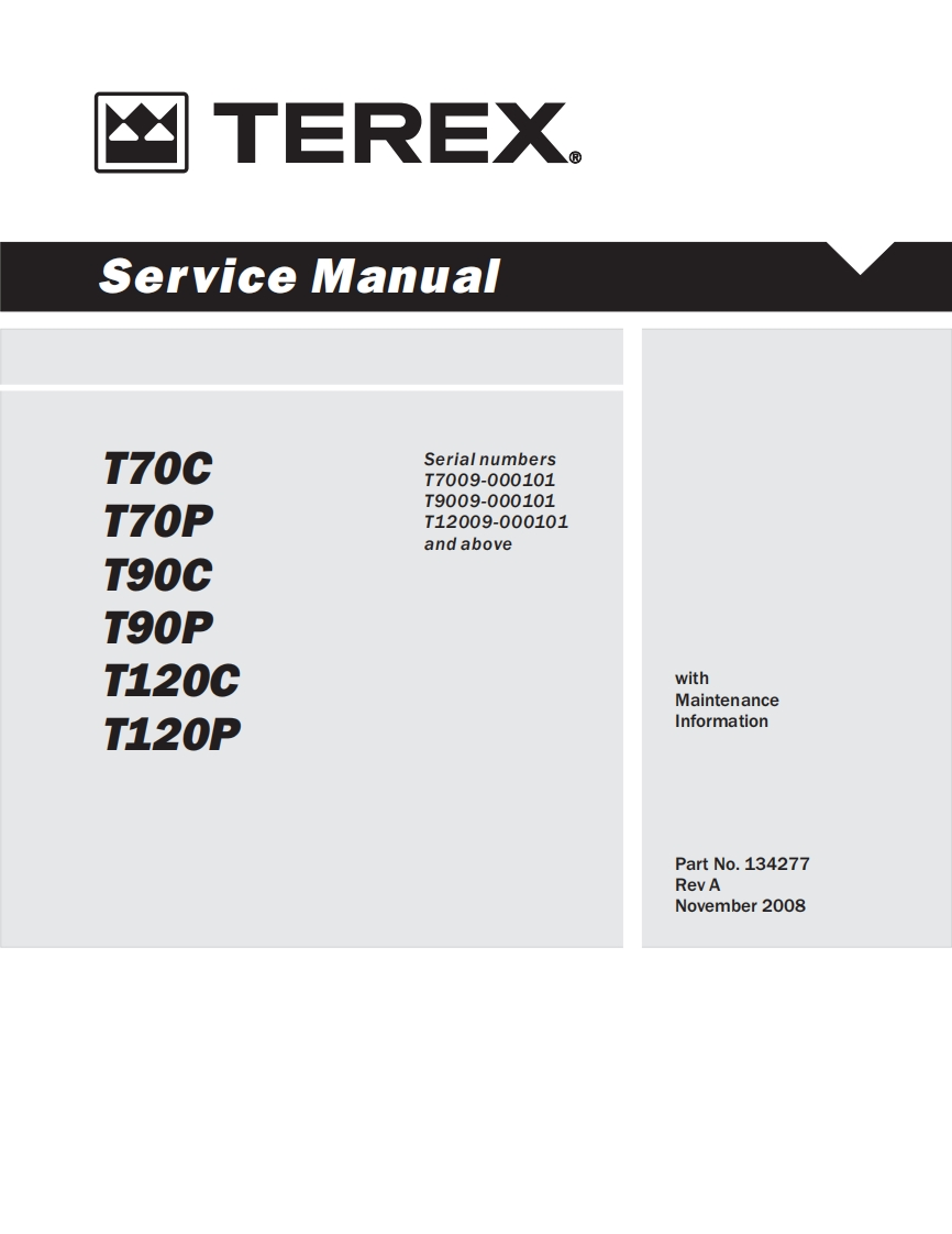 TEREX-移动发电机-T70C-T7OP-T90C-T9OP-Serialnumbers-T7009-000101-T9009-000101-T12009-000101-and-above维修手册